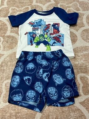 Marvel Boys Pajama Set - Navy & Light Blue Hero Print